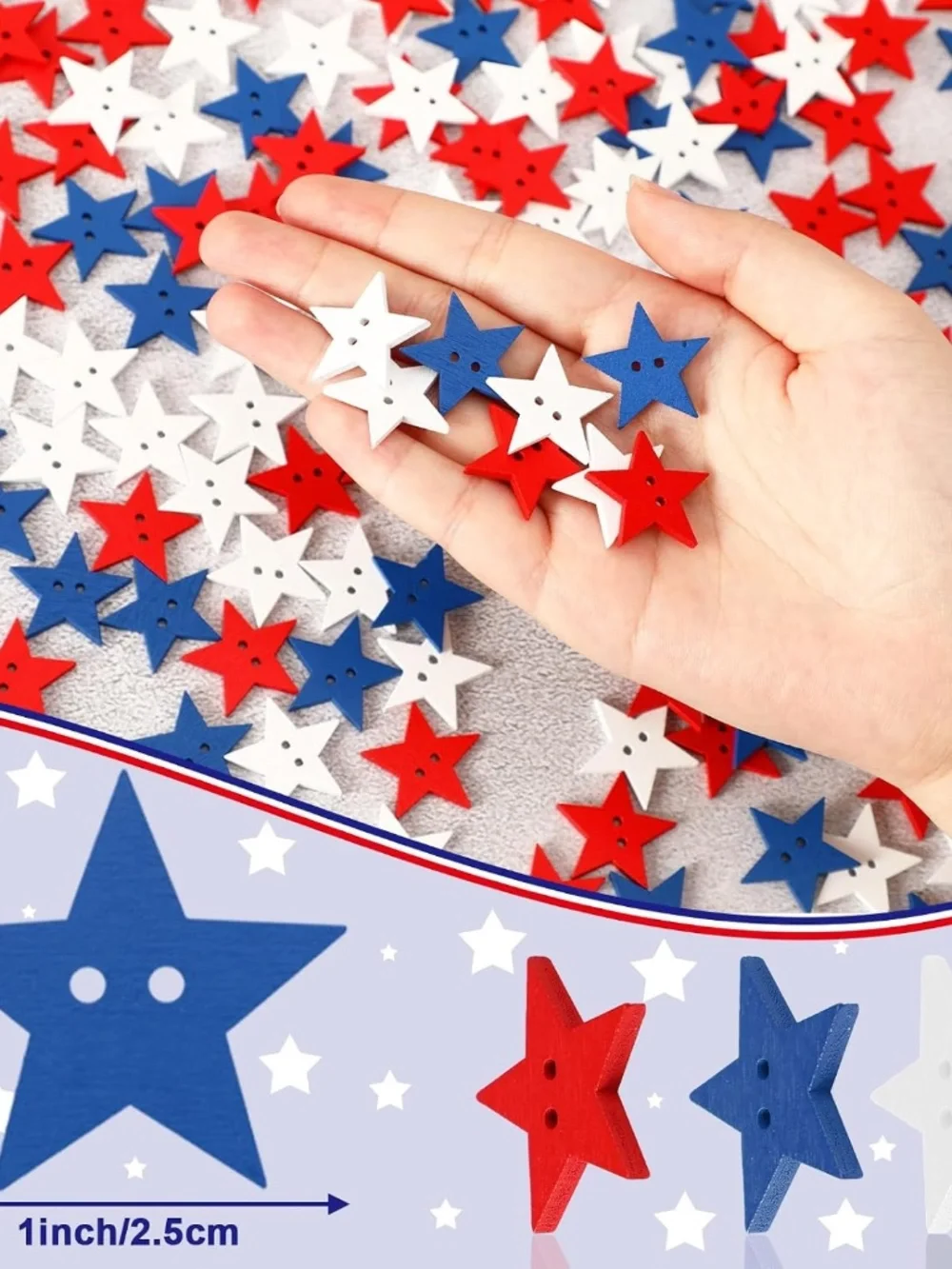 5x7 patriotic/4th of July star button frame